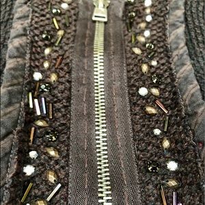 RARE‼️ Free People Beaded Zip-Up Black Top